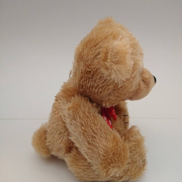 Dan Dee Valentine's Tan Bear 6" Plush With Heart Ribbon and Heart on Foot - Picture 2 of 7